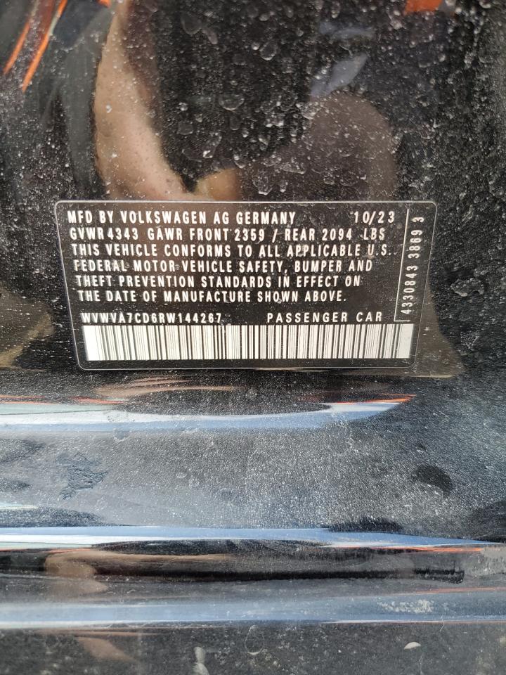 2024 Volkswagen Gti Autobahn VIN: WVWVA7CD6RW144267 Lot: 52704425