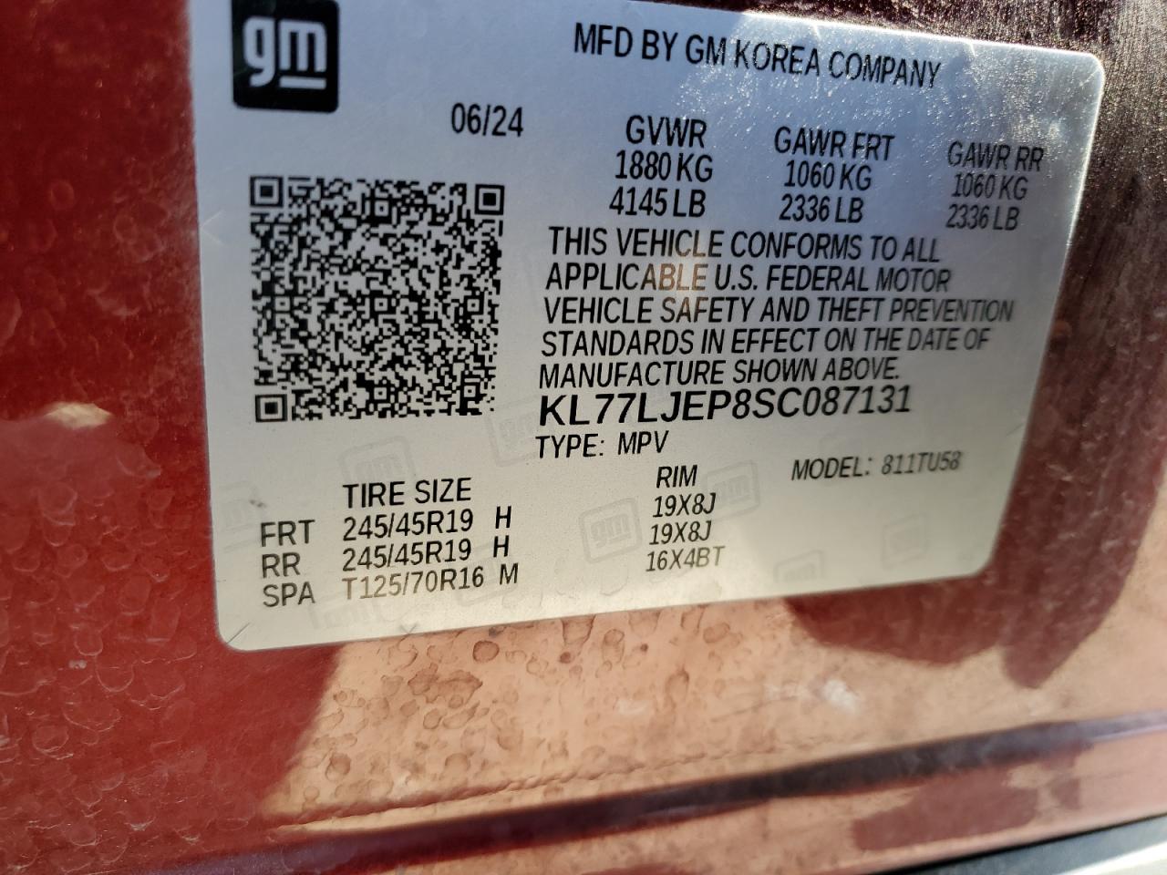 2025 Chevrolet Trax 2Rs VIN: KL77LJEP8SC087131 Lot: 52090195