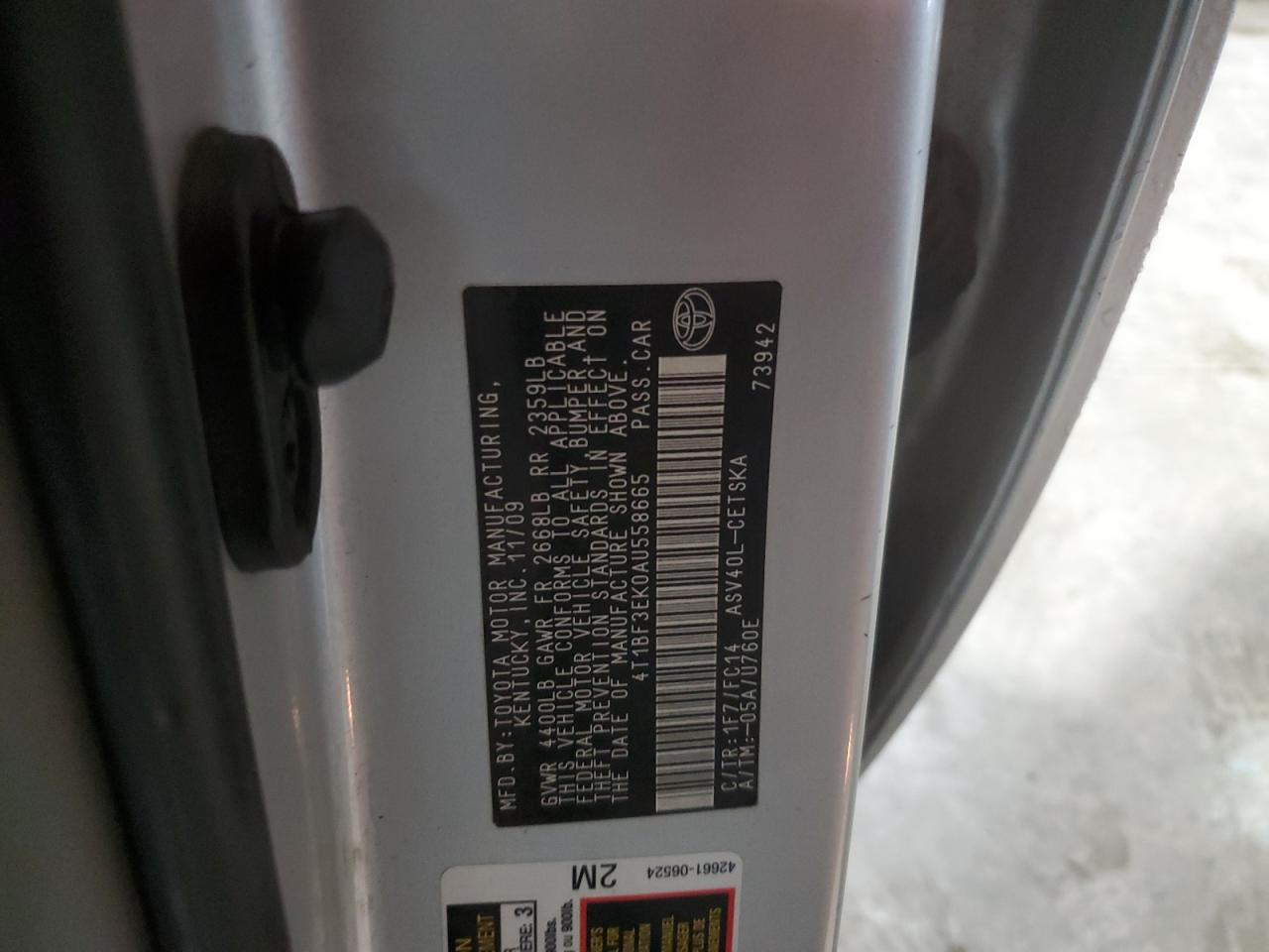 2010 Toyota Camry Base VIN: 4T1BF3EK0AU558665 Lot: 54794555