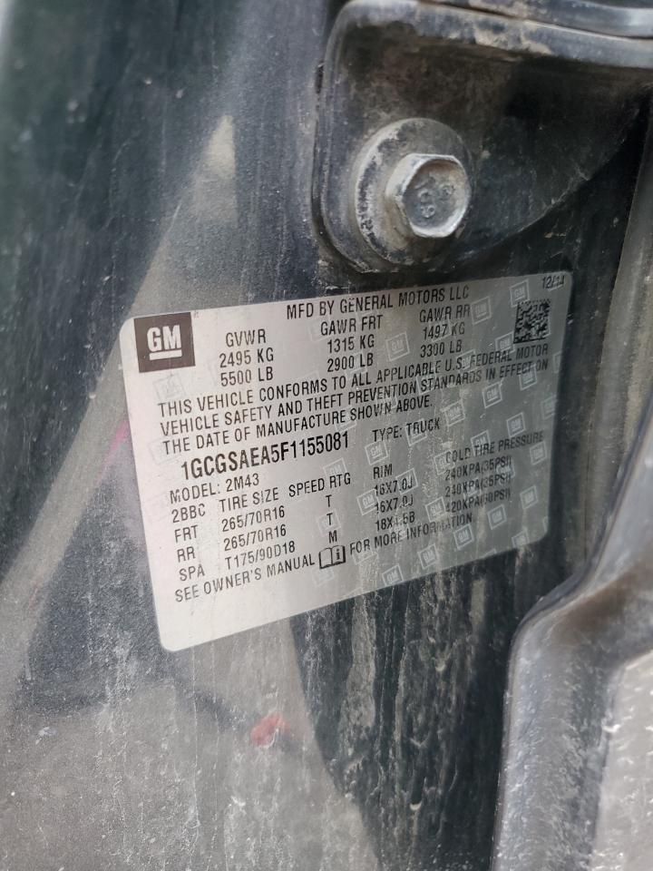 2015 Chevrolet Colorado VIN: 1GCGSAEA5F1155081 Lot: 54551515