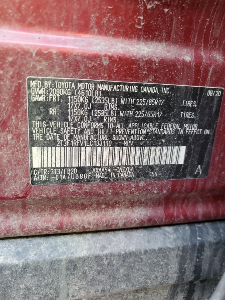 2020 Toyota Rav4 Le VIN: 2T3F1RFV1LC133110 Lot: 51815185