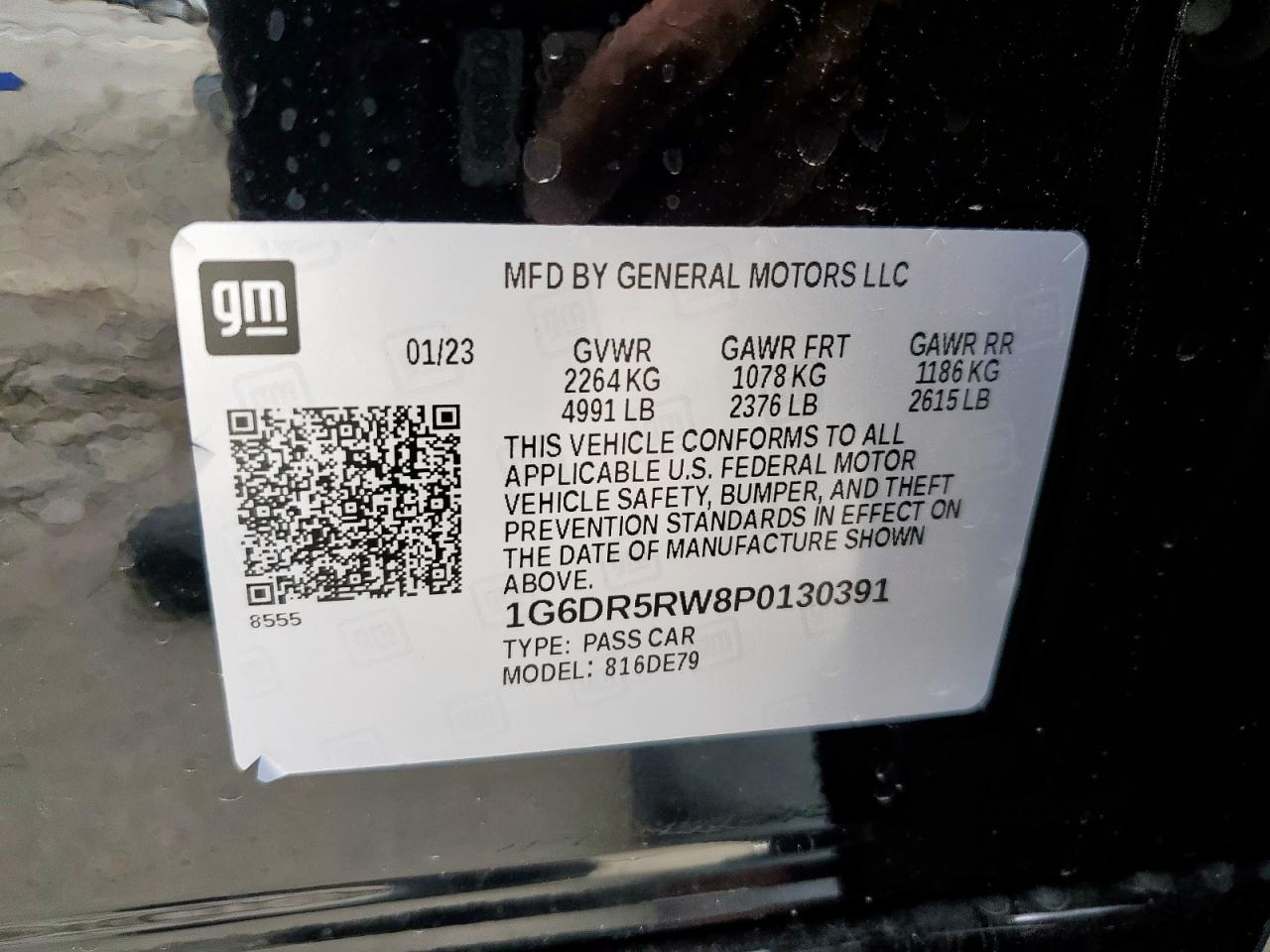 2023 Cadillac Ct5-V VIN: 1G6DR5RW8P0130391 Lot: 53376695
