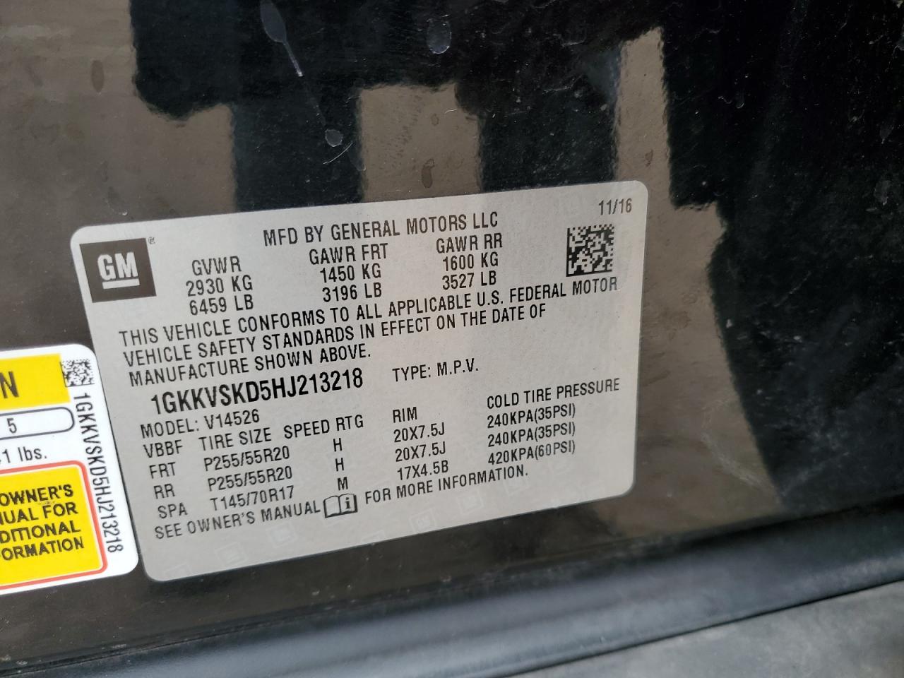 2017 GMC Acadia Limited Slt-2 VIN: 1GKKVSKD5HJ213218 Lot: 55301715