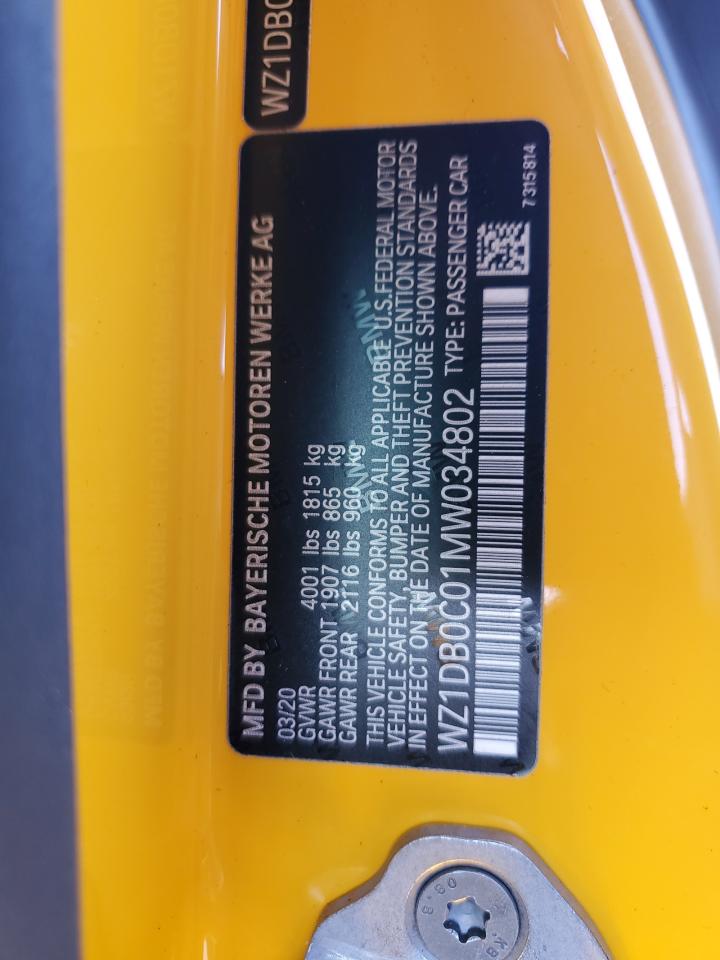 2021 Toyota Supra Base VIN: WZ1DB0C01MW034802 Lot: 51387765