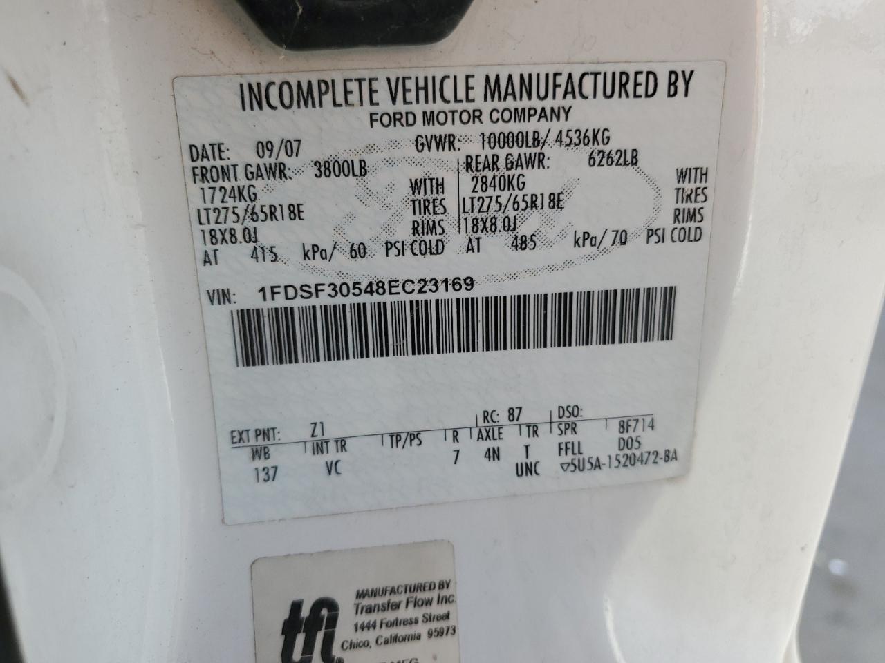 2008 Ford F350 Srw Super Duty VIN: 1FDSF30548EC23169 Lot: 54362965