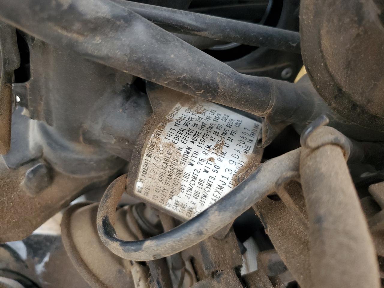 2009 Kawasaki Ex250 J VIN: JKAEXMJ139DA30807 Lot: 55142865