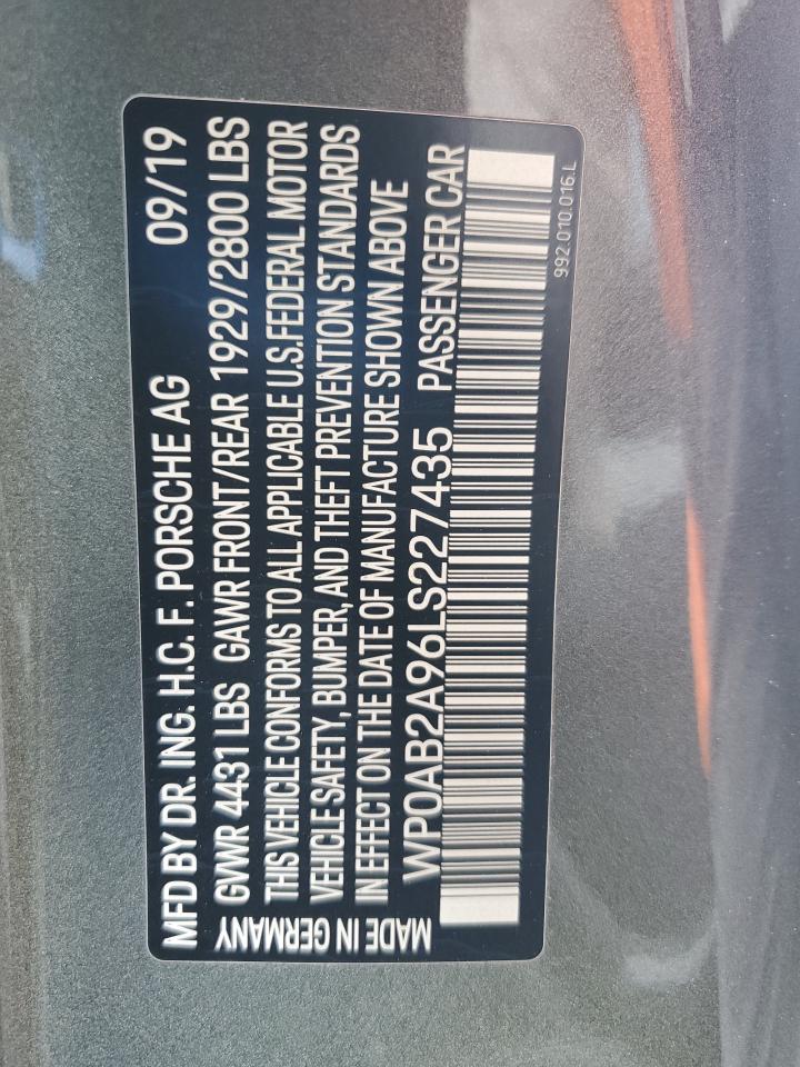 2020 Porsche 911 Carrera S VIN: WP0AB2A96LS227435 Lot: 52527565