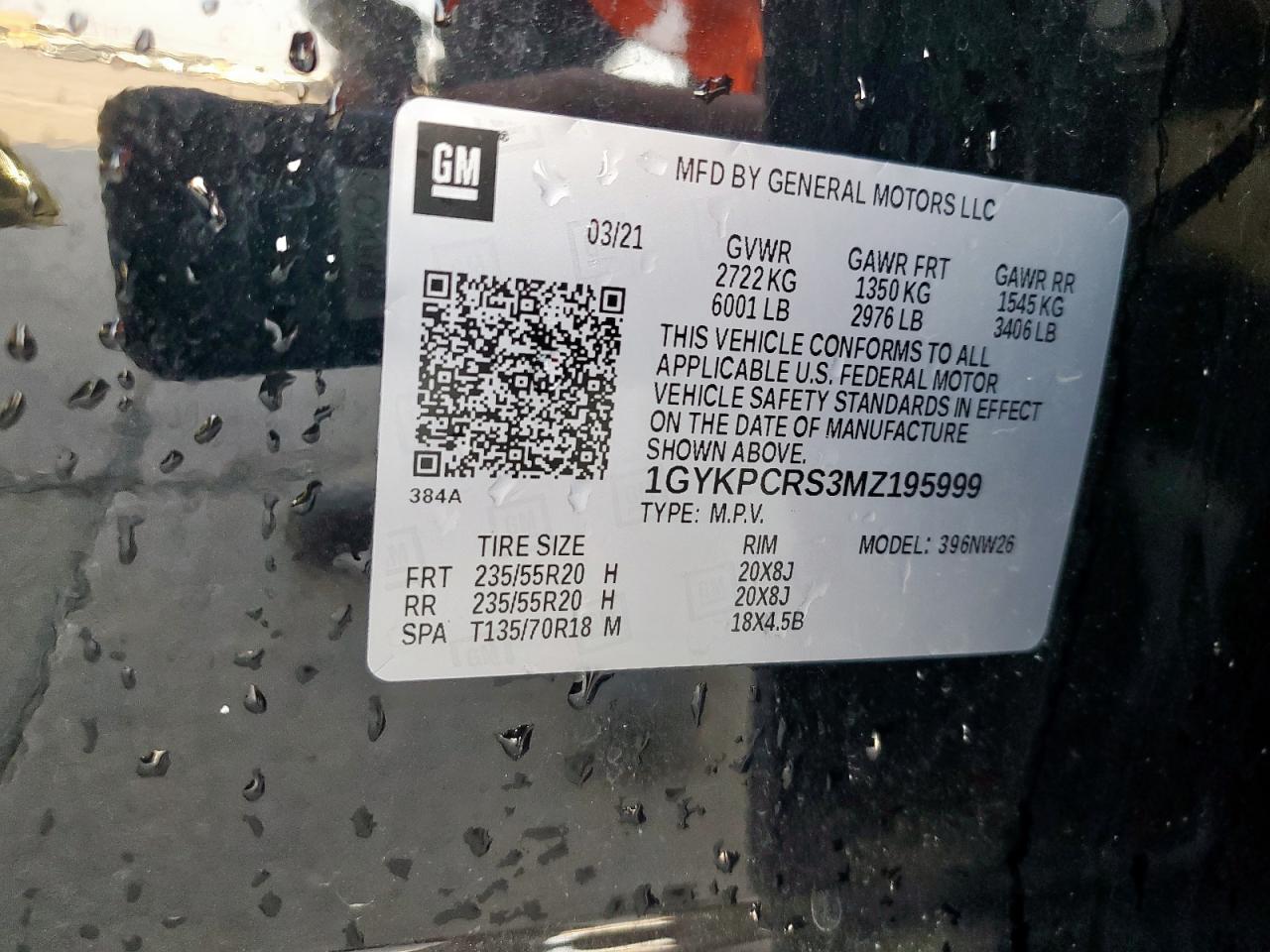 2021 Cadillac Xt6 Premium Luxury VIN: 1GYKPCRS3MZ195999 Lot: 53261595