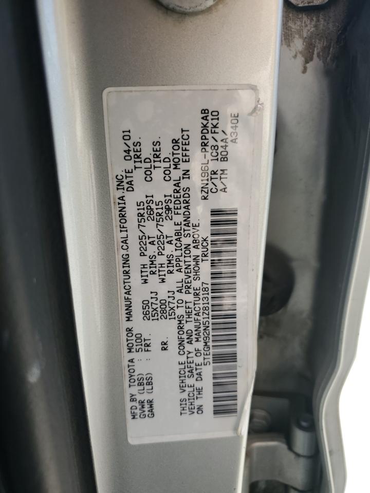 2001 Toyota Tacoma Double Cab Prerunner VIN: 5TEGM92N51Z813187 Lot: 54238815