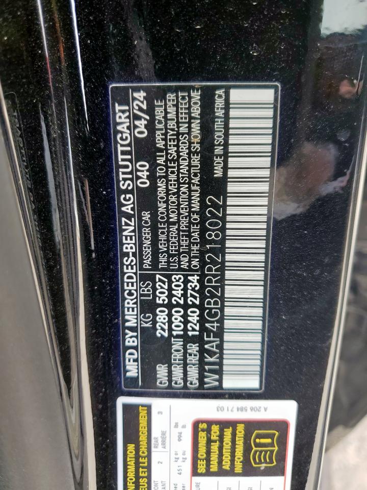 2024 Mercedes-Benz C 300 VIN: W1KAF4GB2RR218022 Lot: 51552635