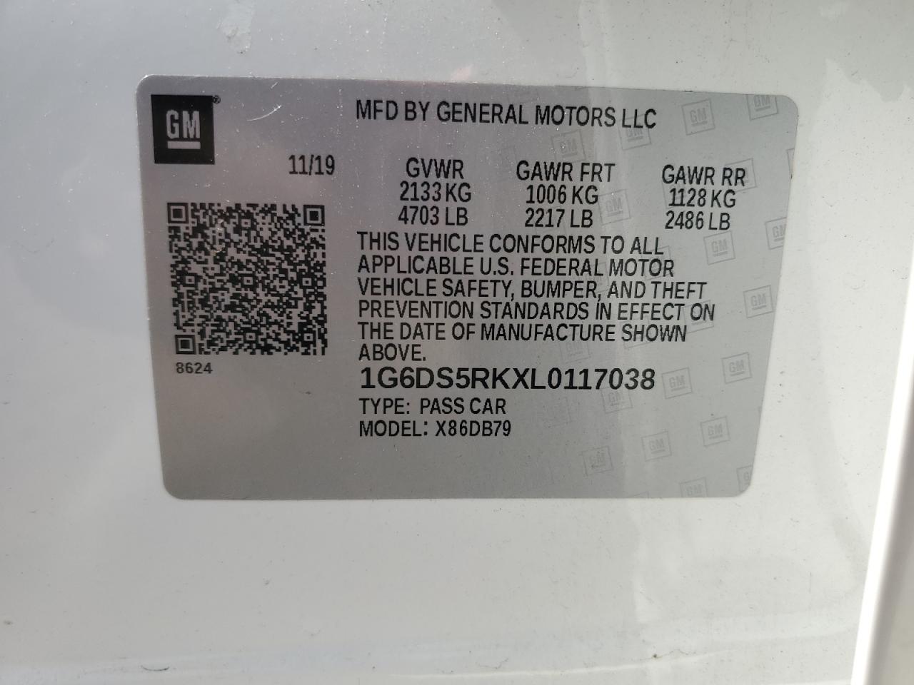 2020 Cadillac Ct5 Luxury VIN: 1G6DS5RKXL0117038 Lot: 53978825