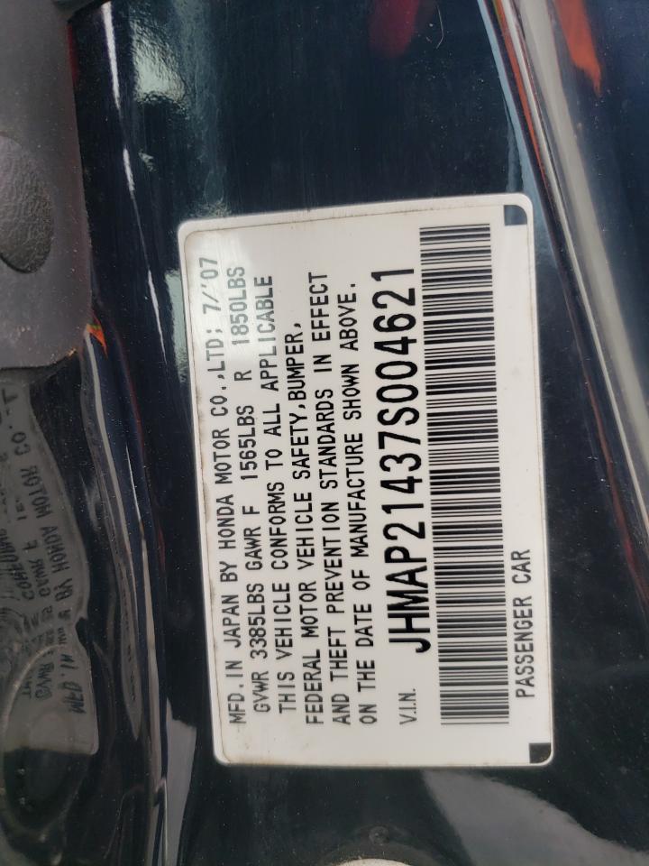 2007 Honda S2000 VIN: JHMAP21437S004621 Lot: 51612085