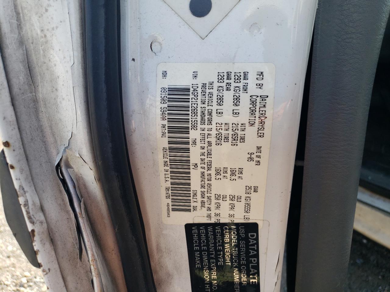 2006 Dodge Caravan C/V VIN: 1D4GP21E26B515582 Lot: 54071105