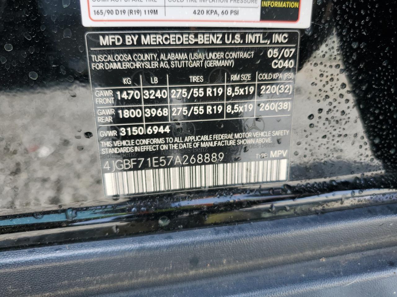 2007 Mercedes-Benz Gl 450 4Matic VIN: 4JGBF71E57A268889 Lot: 54977655