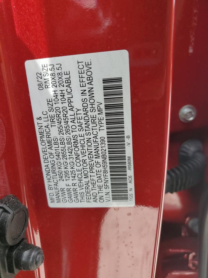 2022 Honda Passport Exl VIN: 5FNYF8H59NB021390 Lot: 53205735