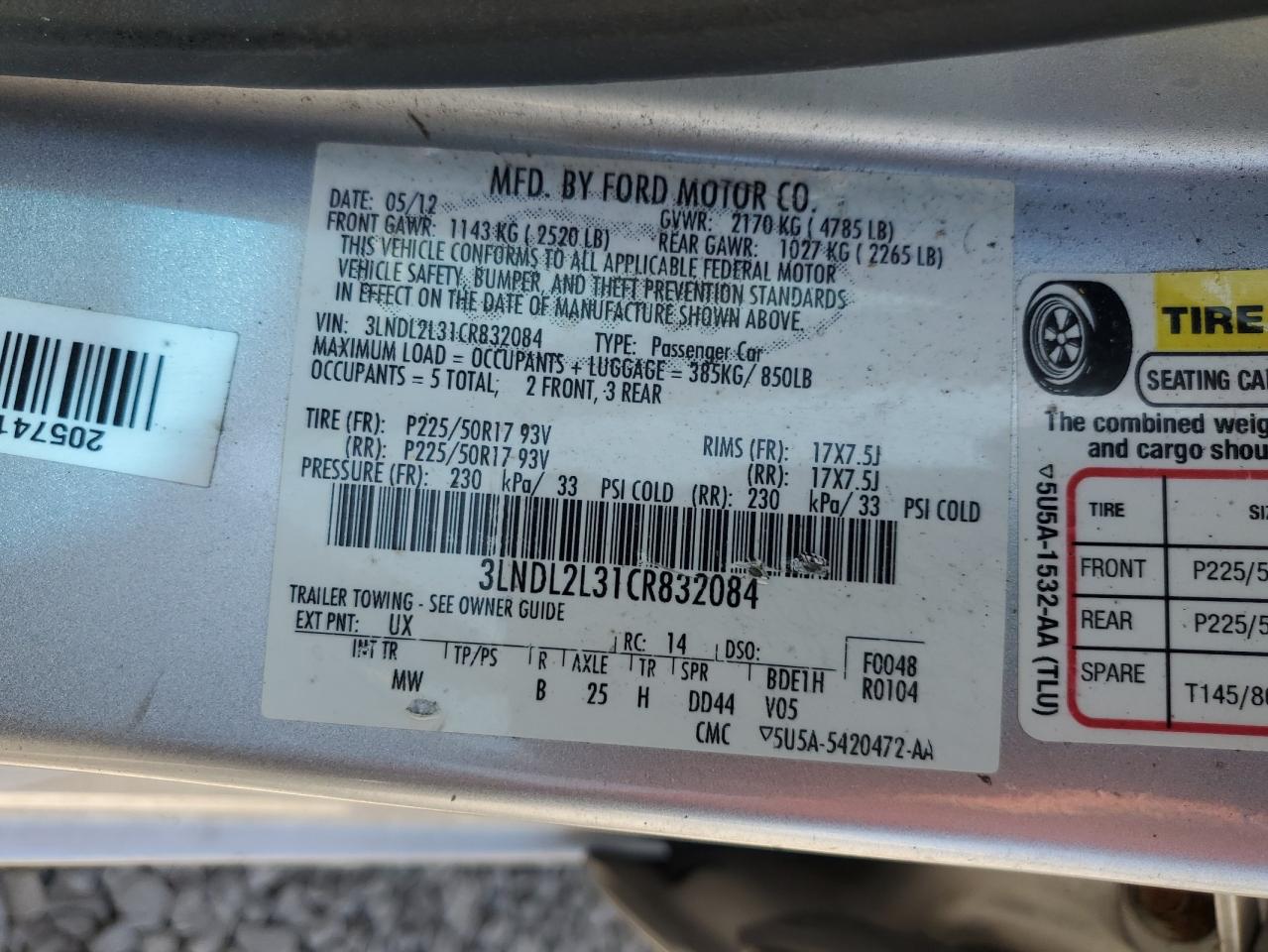 2012 Lincoln Mkz Hybrid VIN: 3LNDL2L31CR832084 Lot: 53726355