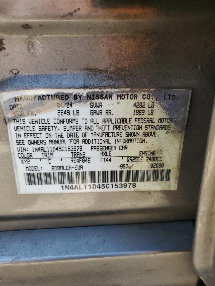 2005 Nissan Altima S VIN: 1N4AL11D45C153978 Lot: 51845395
