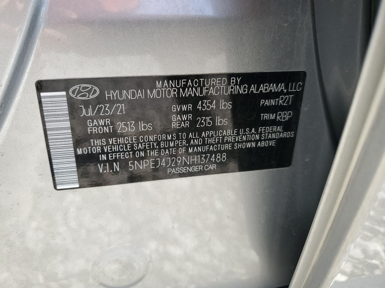 2022 Hyundai Sonata Sel Plus VIN: 5NPEJ4J29NH137488 Lot: 53147315