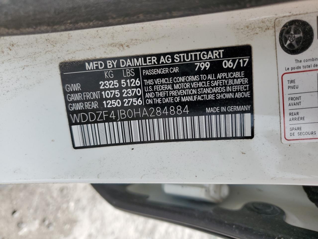 2017 Mercedes-Benz E 300 VIN: WDDZF4JB0HA284884 Lot: 55317155