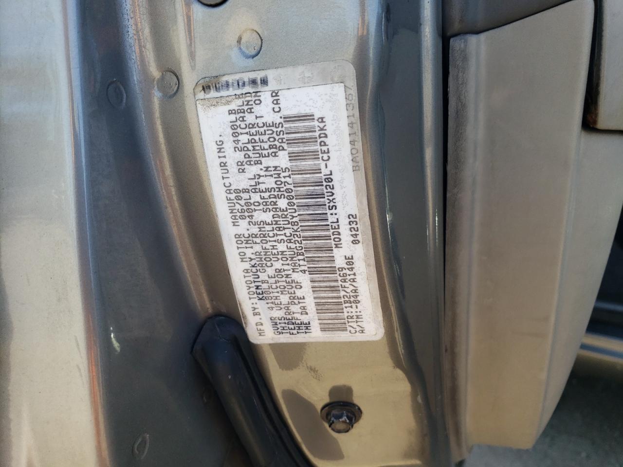 2000 Toyota Camry Ce VIN: 4T1BG22K8YU000715 Lot: 54801375