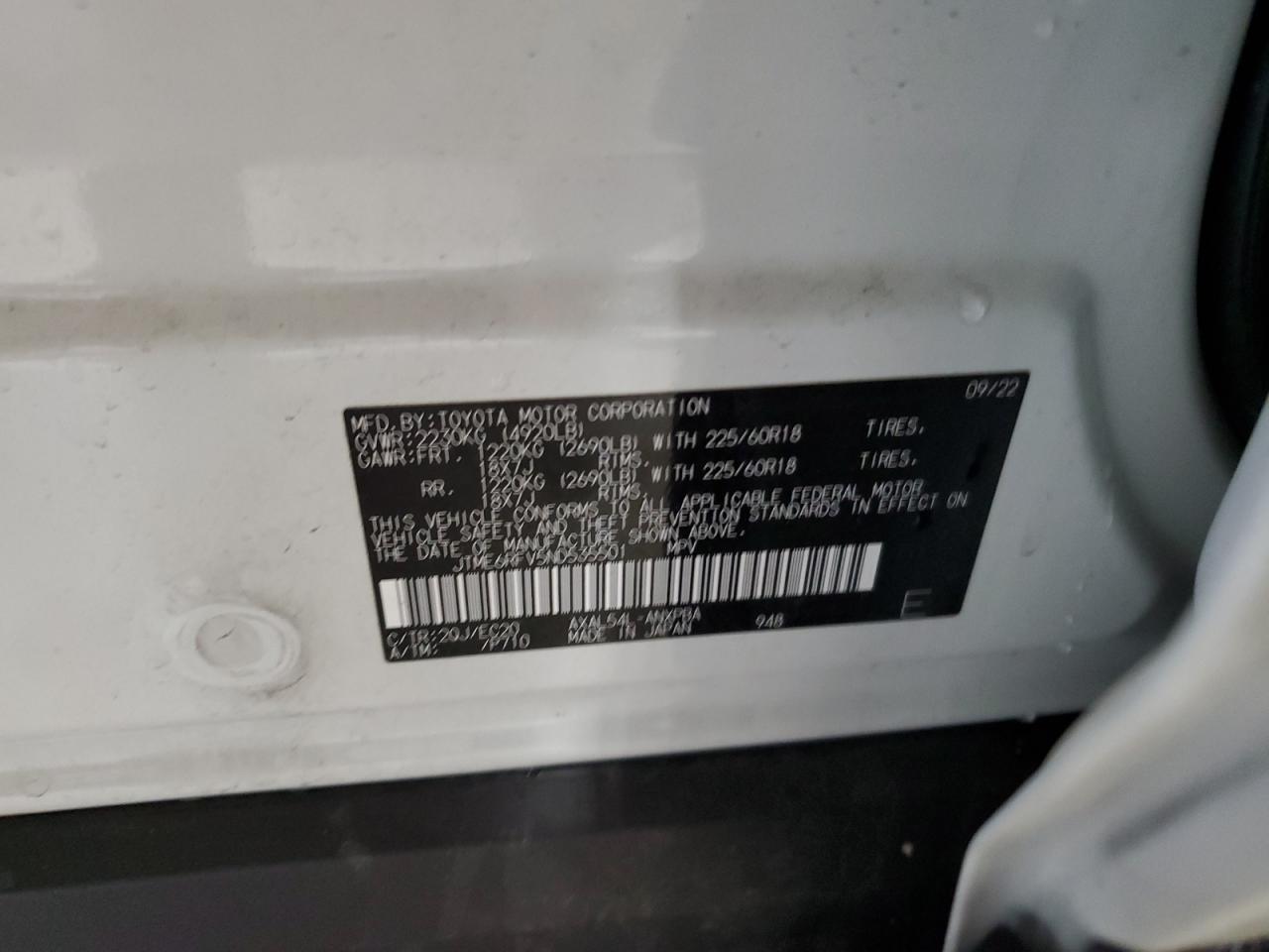 2022 Toyota Rav4 Xse VIN: JTME6RFV5ND535501 Lot: 54069775
