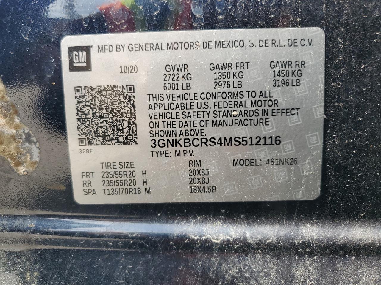 2021 Chevrolet Blazer 2Lt VIN: 3GNKBCRS4MS512116 Lot: 55459555