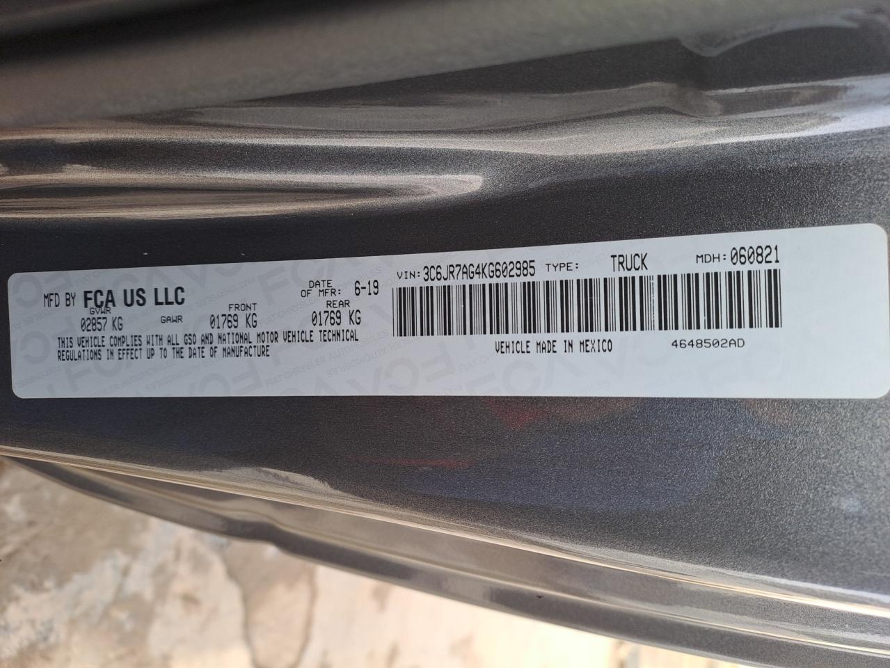 3C6JR7AG4KG602985 - 2017 Dodge Ram - #53407525
