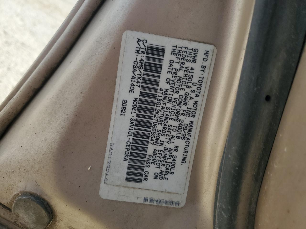 1996 Toyota Camry Dx VIN: 4T1BG12K2TU665547 Lot: 54147855