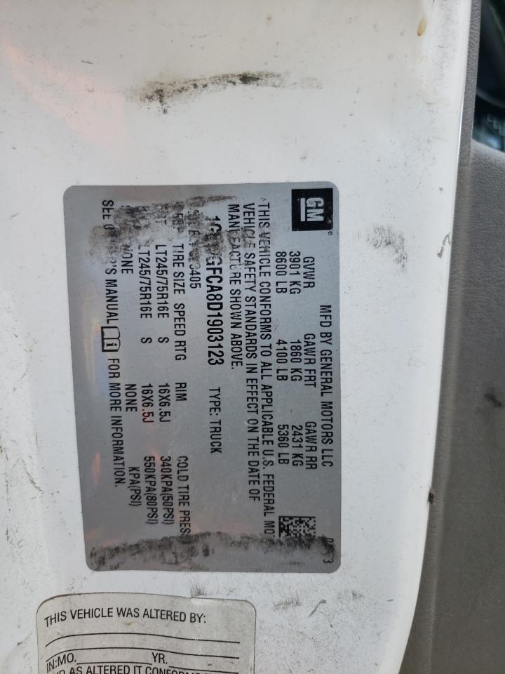 2013 Chevrolet Express G2500 VIN: 1GCWGFCA8D1903123 Lot: 53053135