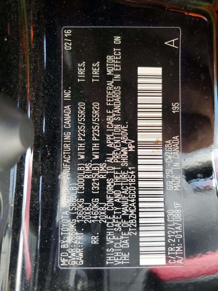 2T2BZMCA4GC018541 2016 Lexus Rx 350 Base