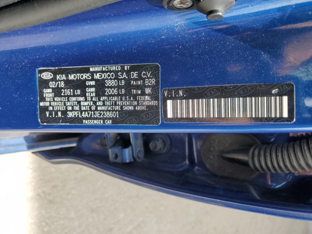 2018 Kia Forte Lx VIN: 3KPFL4A71JE238601 Lot: 55294665