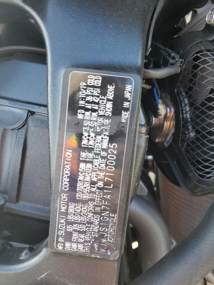 2020 Suzuki Gsx-R600 VIN: JS1GN7FA1L7100025 Lot: 53716845