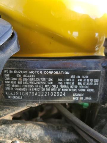 2002 SUZUKI GSX600 F  