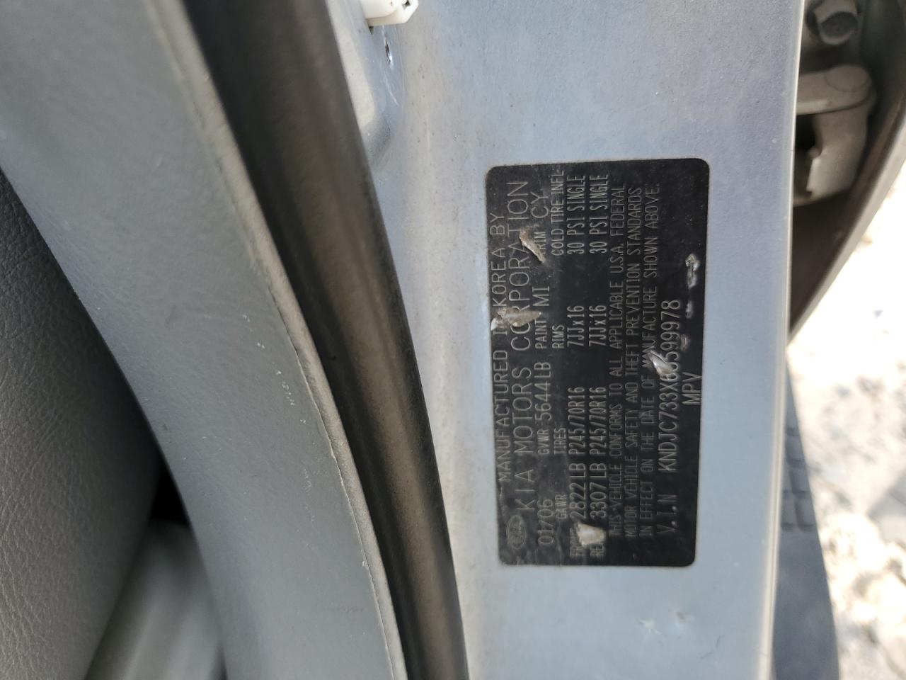 2006 Kia Sorento Ex VIN: KNDJC733X65599978 Lot: 54566245