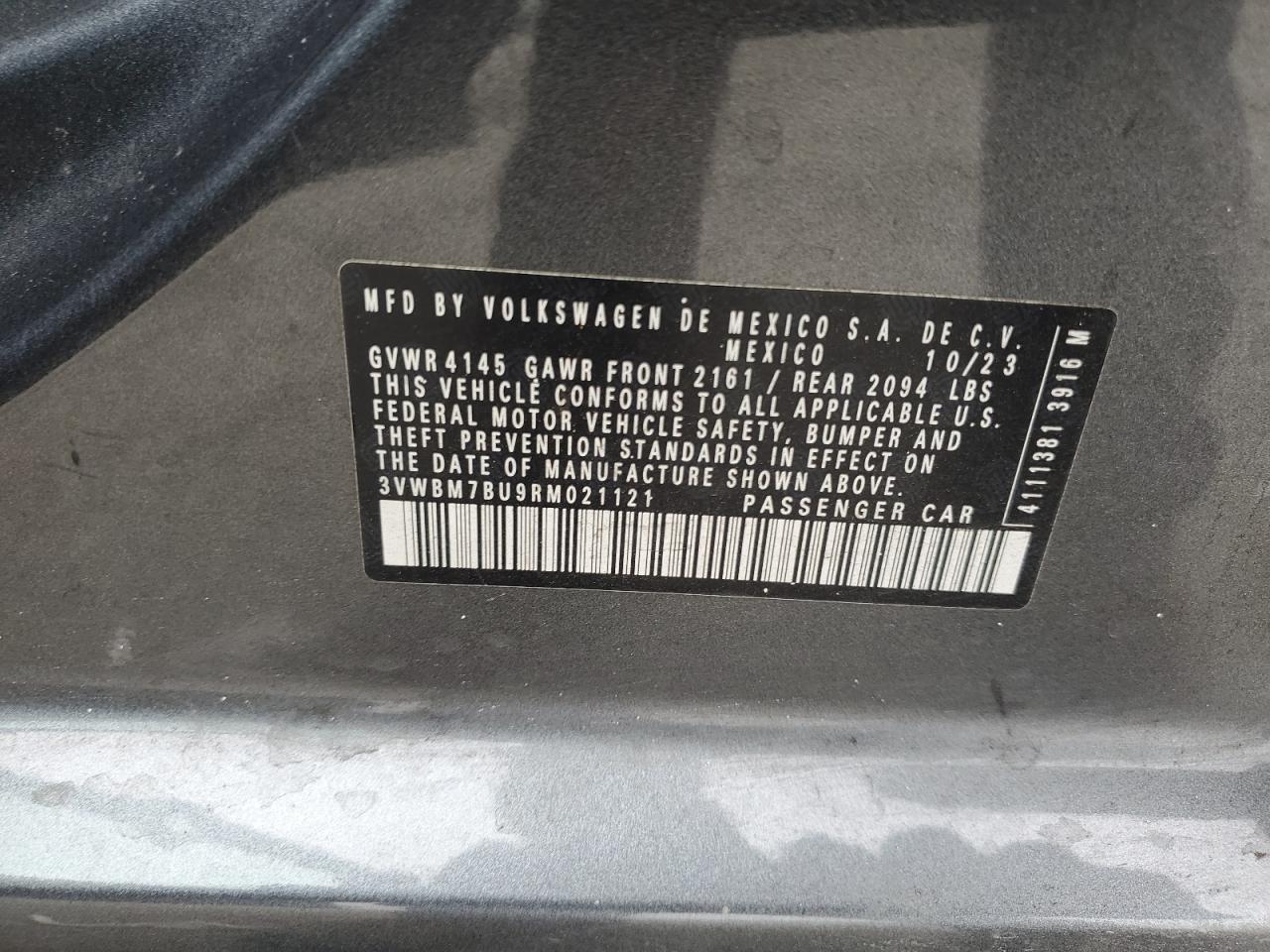 2024 Volkswagen Jetta Sport VIN: 3VWBM7BU9RM021121 Lot: 55111385