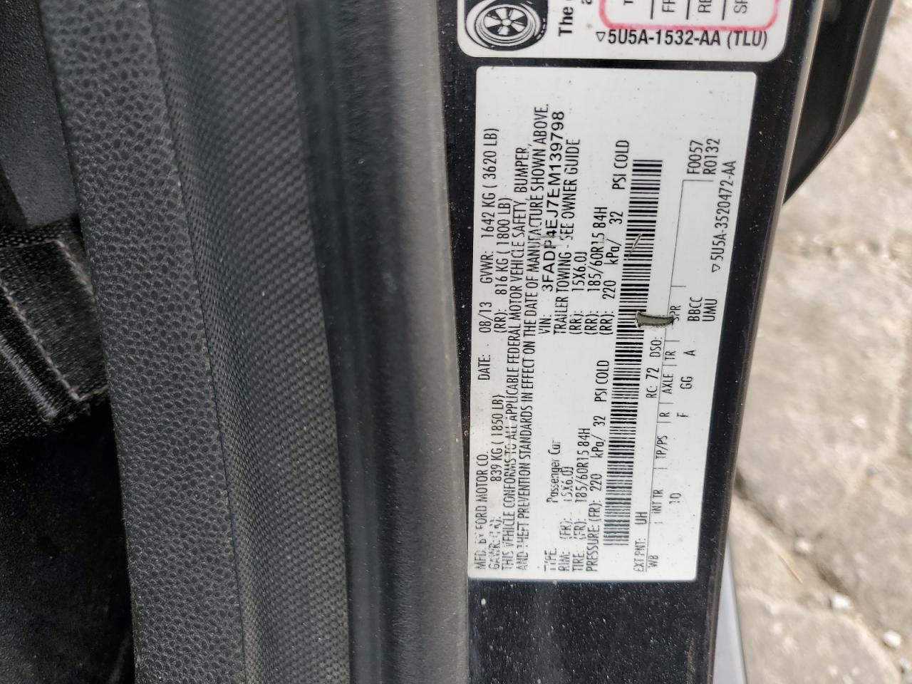 2014 Ford Fiesta Se VIN: 3FADP4EJ7EM139798 Lot: 53944235