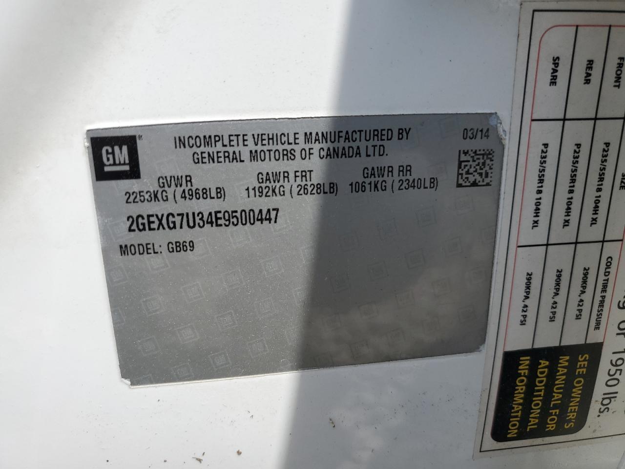 2014 Cadillac Xts Funeral Coach VIN: 2GEXG7U34E9500447 Lot: 54903485