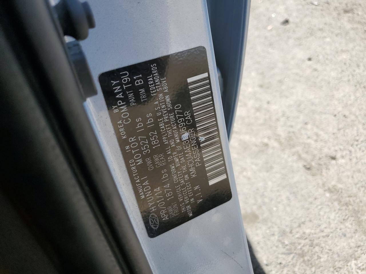 2014 Hyundai Accent Gls VIN: KMHCU4AE3EU699770 Lot: 54716055