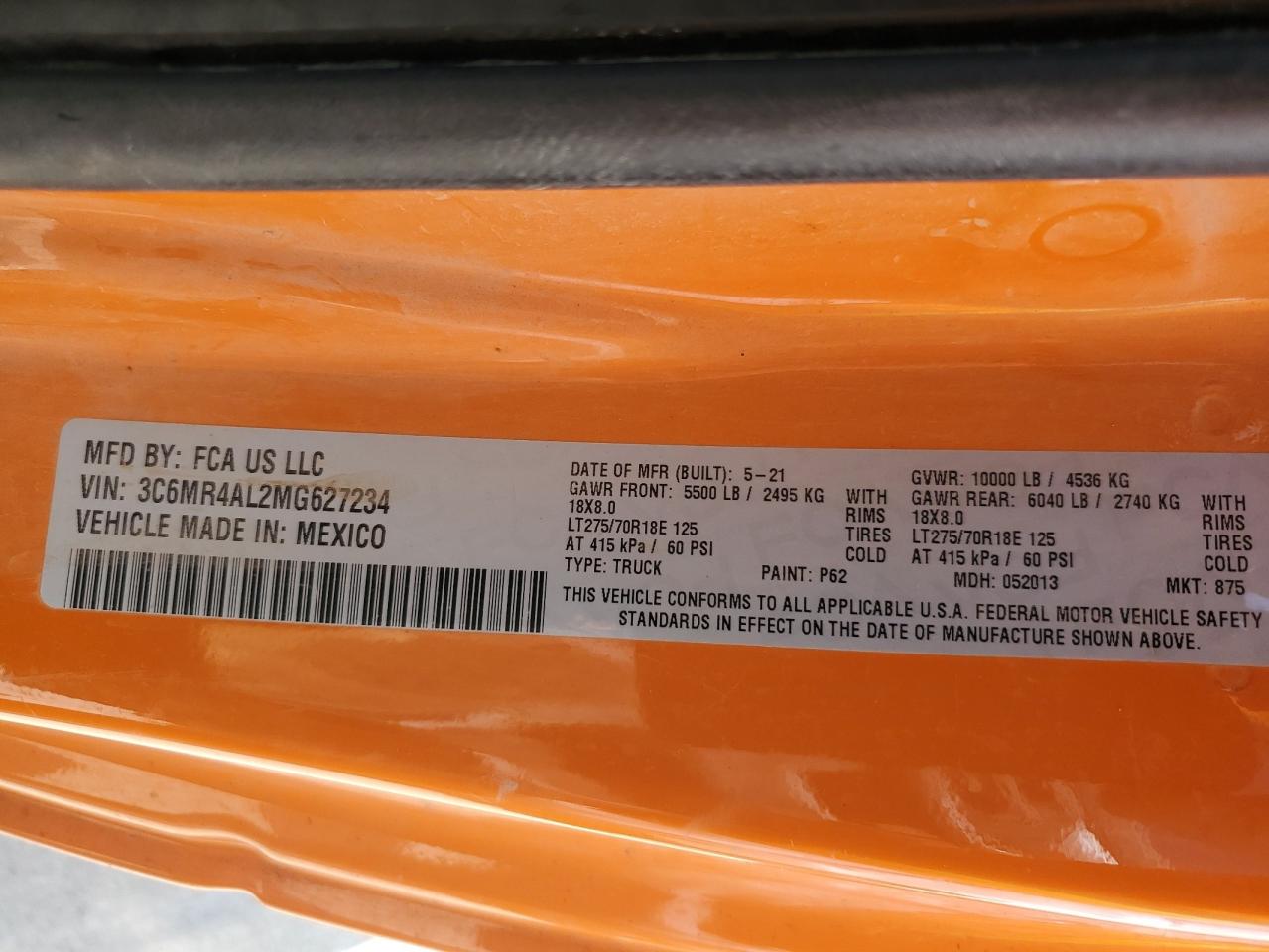 3C6MR4AL2MG627234 2021 Ram 2500 Tradesman