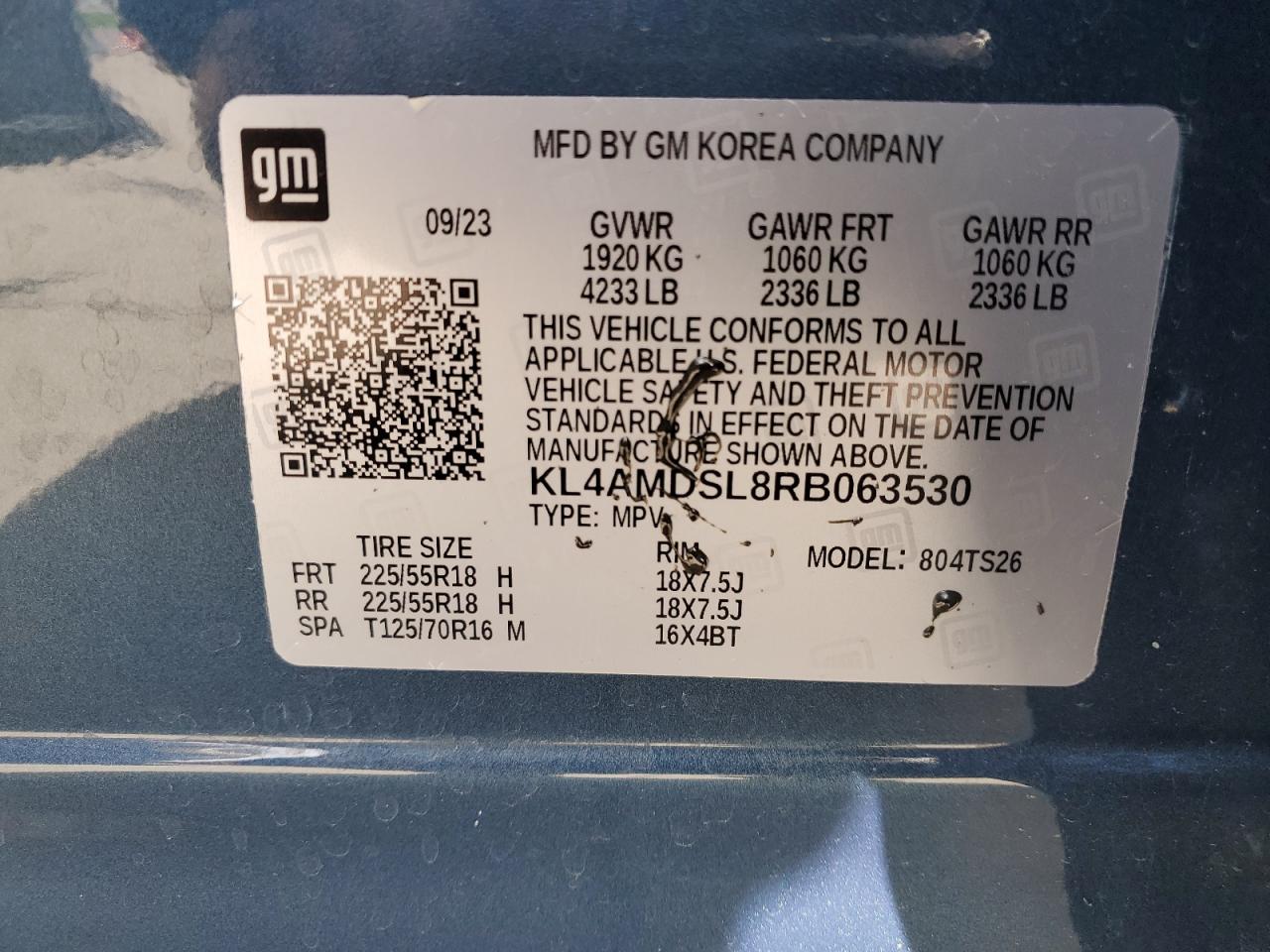 2024 Buick Encore Gx Sport Touring VIN: KL4AMDSL8RB063530 Lot: 53978485