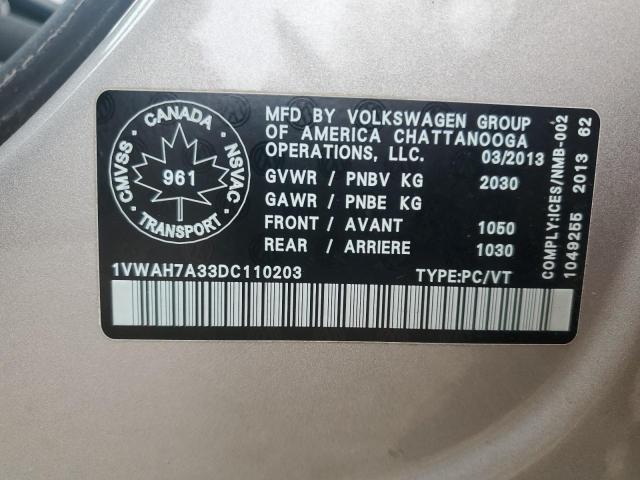 2013 VOLKSWAGEN PASSAT S