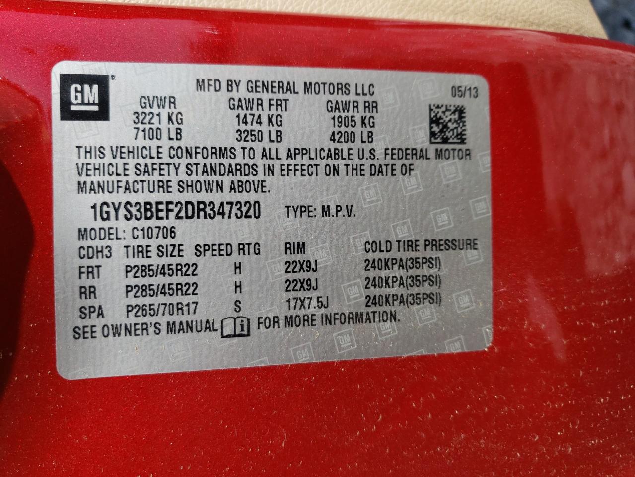 2013 Cadillac Escalade Luxury VIN: 1GYS3BEF2DR347320 Lot: 51057945