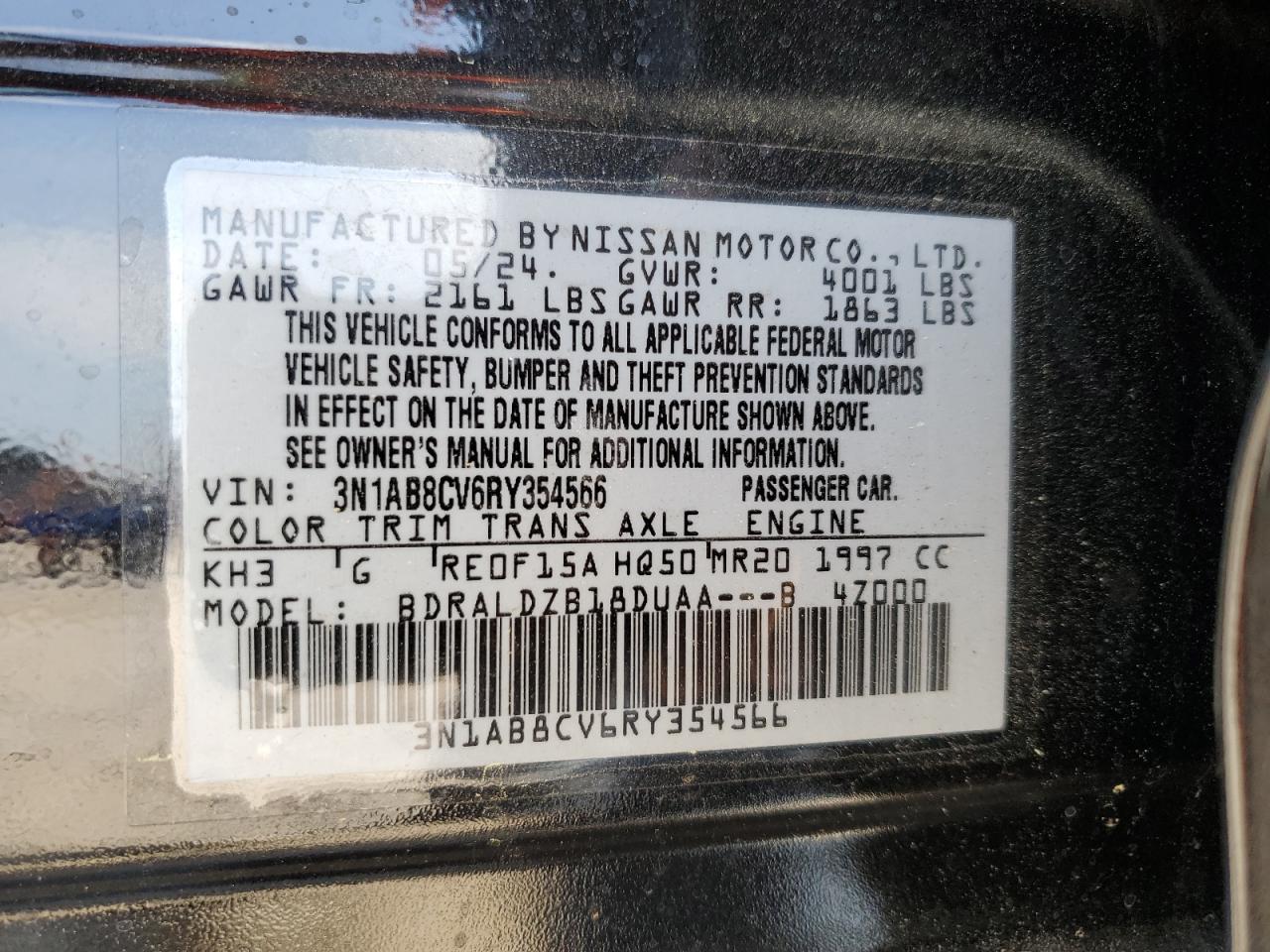 3n1ab8cv6ry354566 3N1AB8CV6RY354566 2024 Nissan Sentra Sv