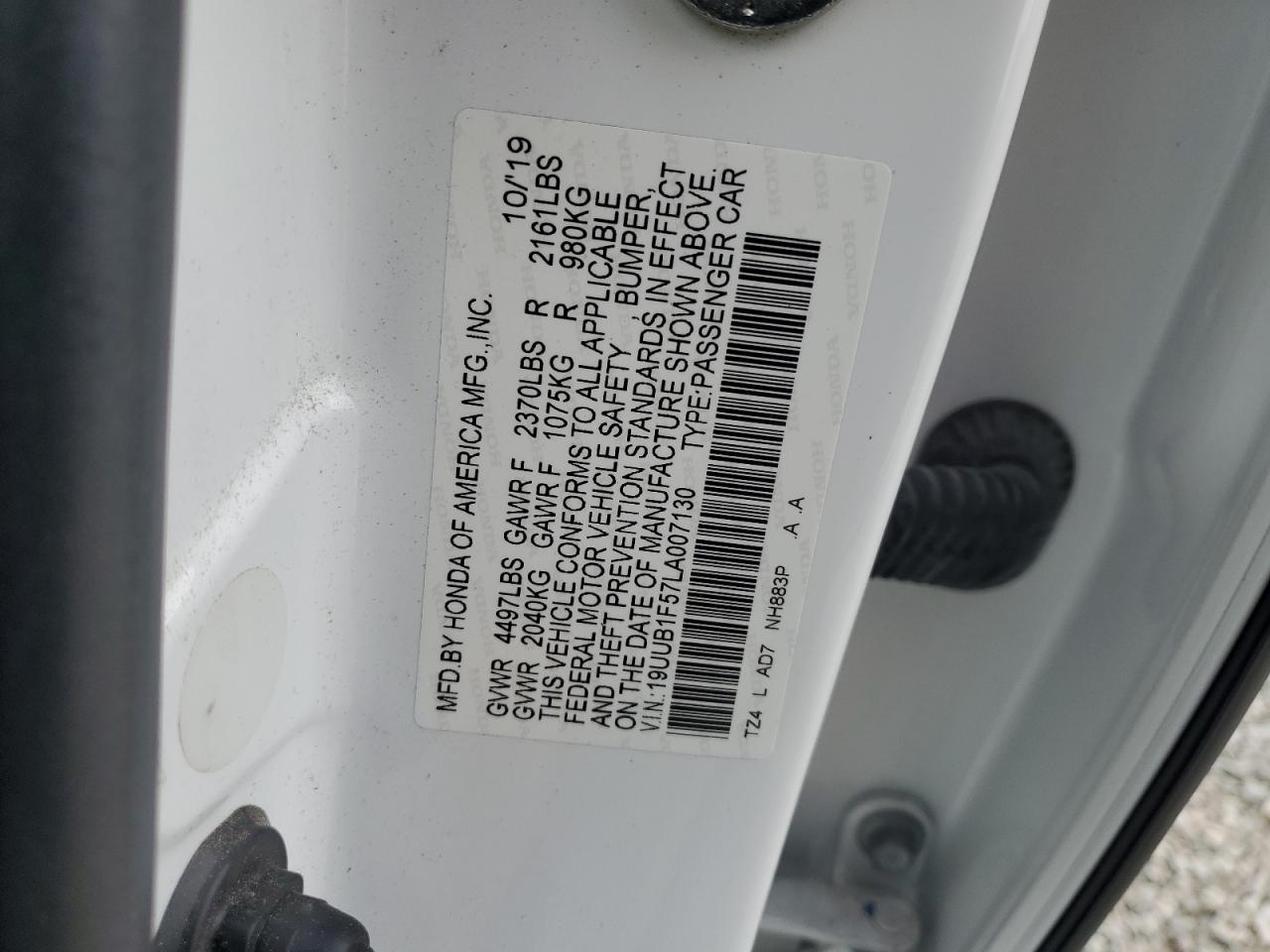 2020 Acura Tlx Technology VIN: 19UUB1F57LA007130 Lot: 52425345