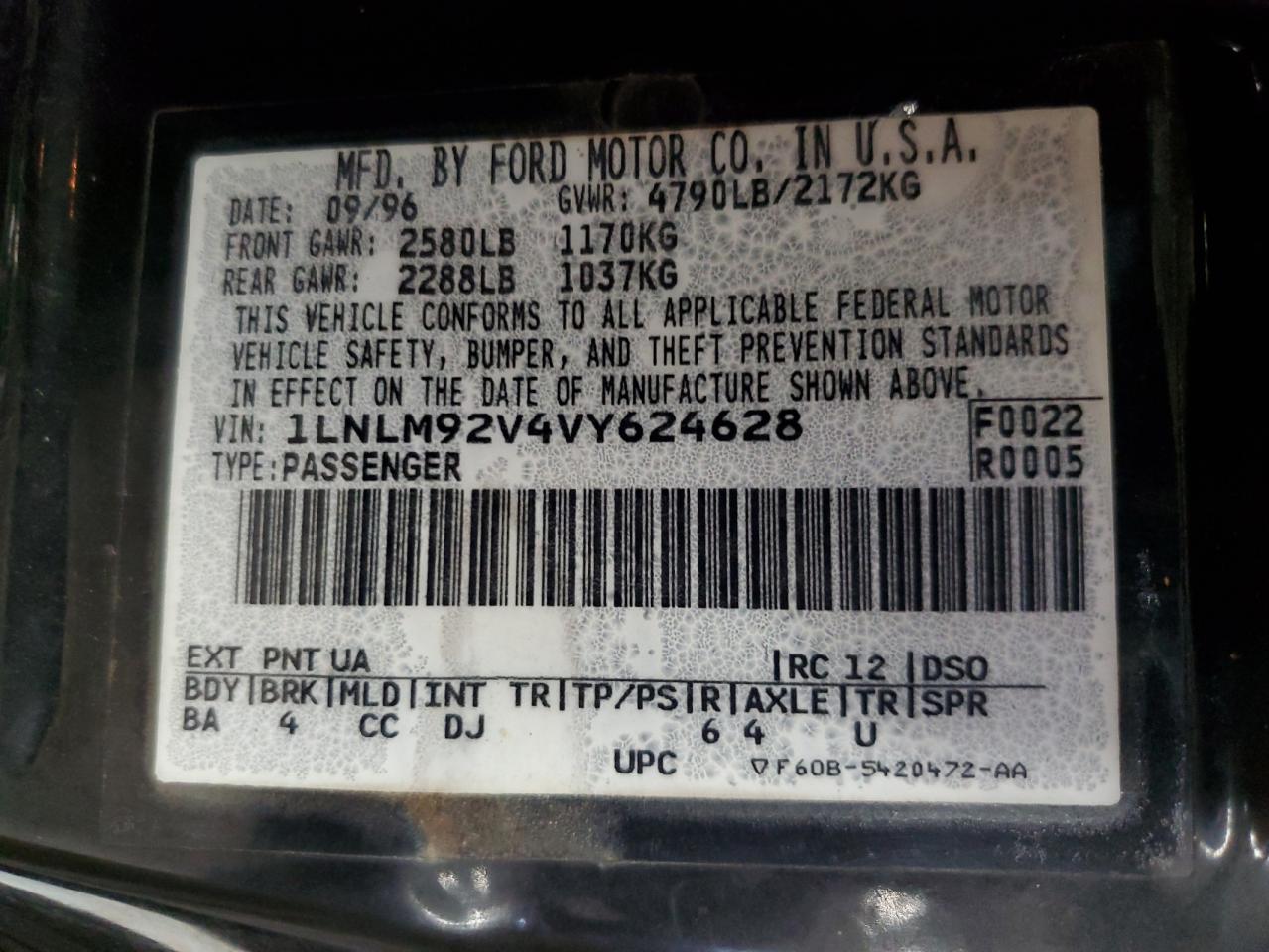 1997 Lincoln Mark Viii Lsc VIN: 1LNLM92V4VY624628 Lot: 52875025