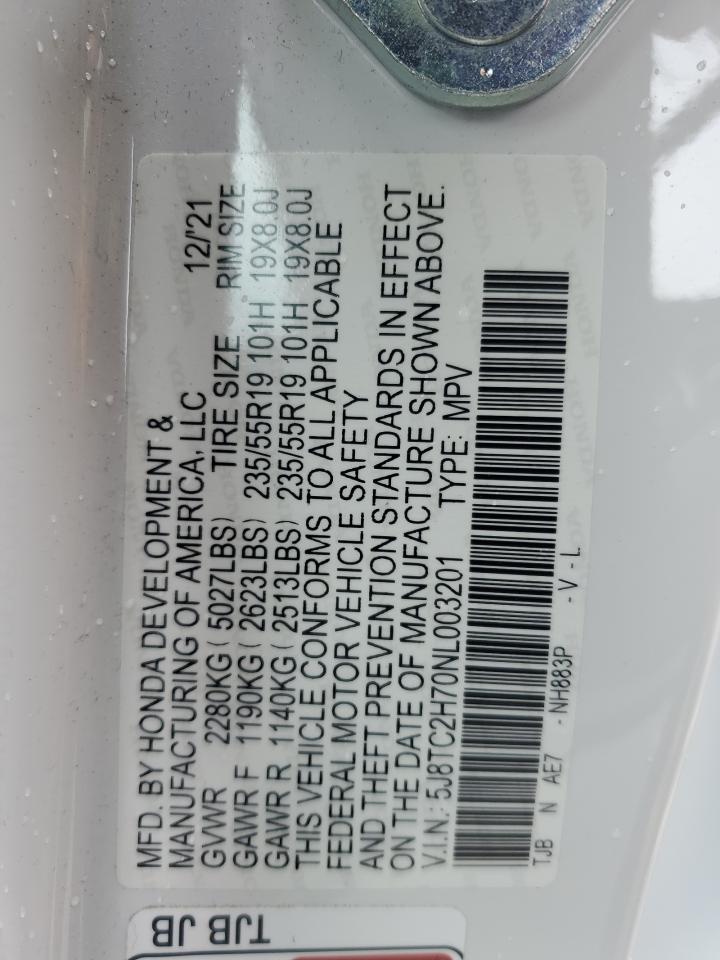 2022 Acura Rdx Advance VIN: 5J8TC2H70NL003201 Lot: 52623875