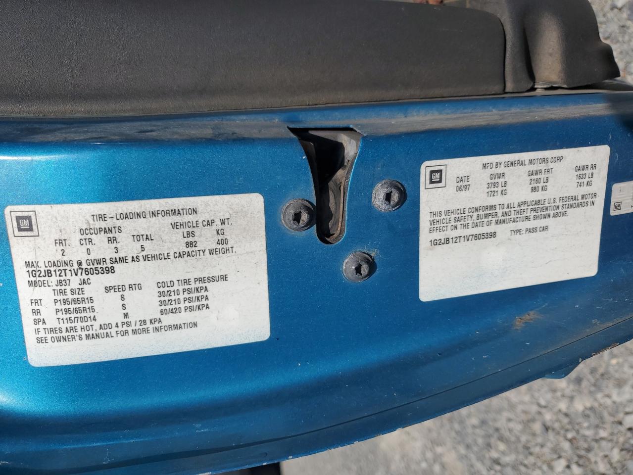1997 Pontiac Sunfire Se VIN: 1G2JB12T1V7605398 Lot: 54256495
