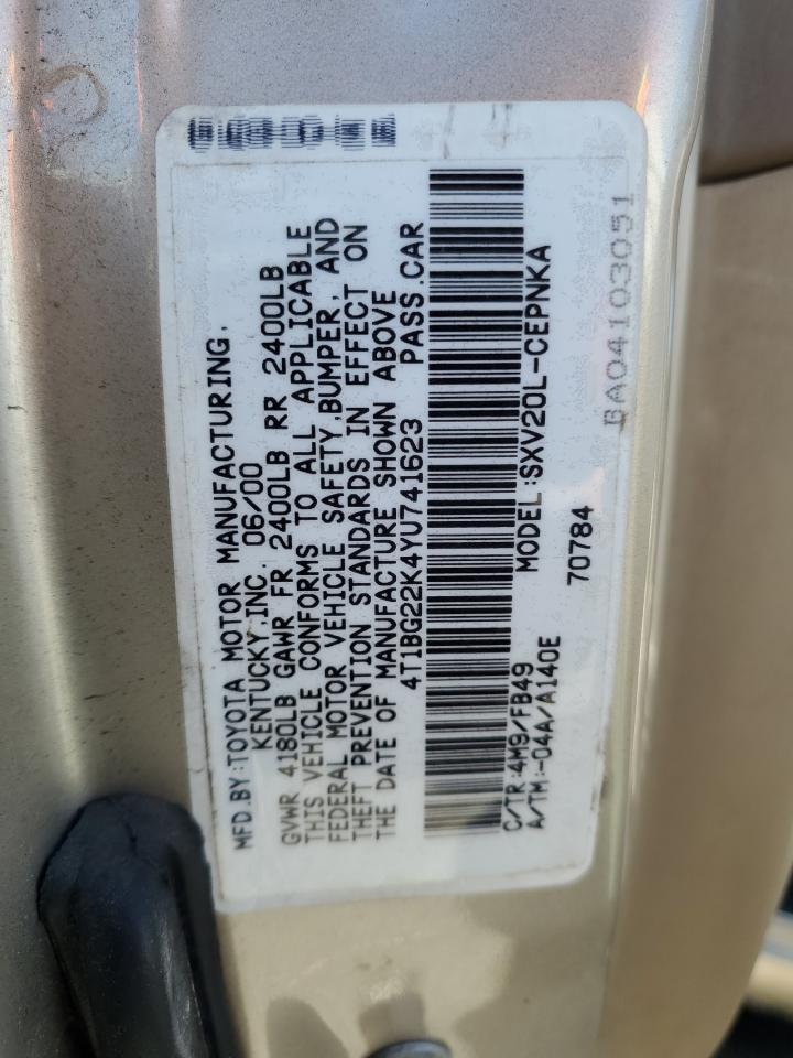 2000 Toyota Camry Ce VIN: 4T1BG22K4YU741623 Lot: 50770185