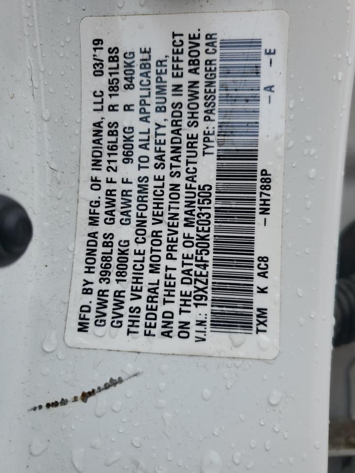 2019 Honda Insight Ex VIN: 19XZE4F50KE031505 Lot: 51677545