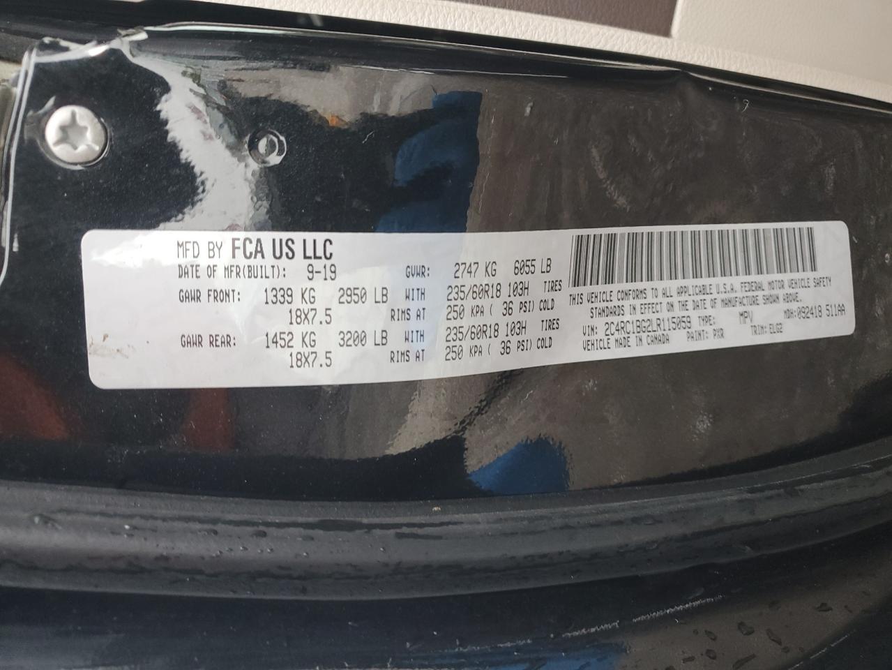 2020 Chrysler Pacifica Touring L VIN: 2C4RC1BG2LR115059 Lot: 51490395